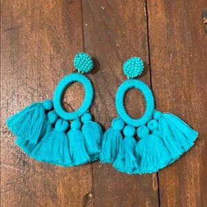 BaubleBar Teal Tassel Earrings